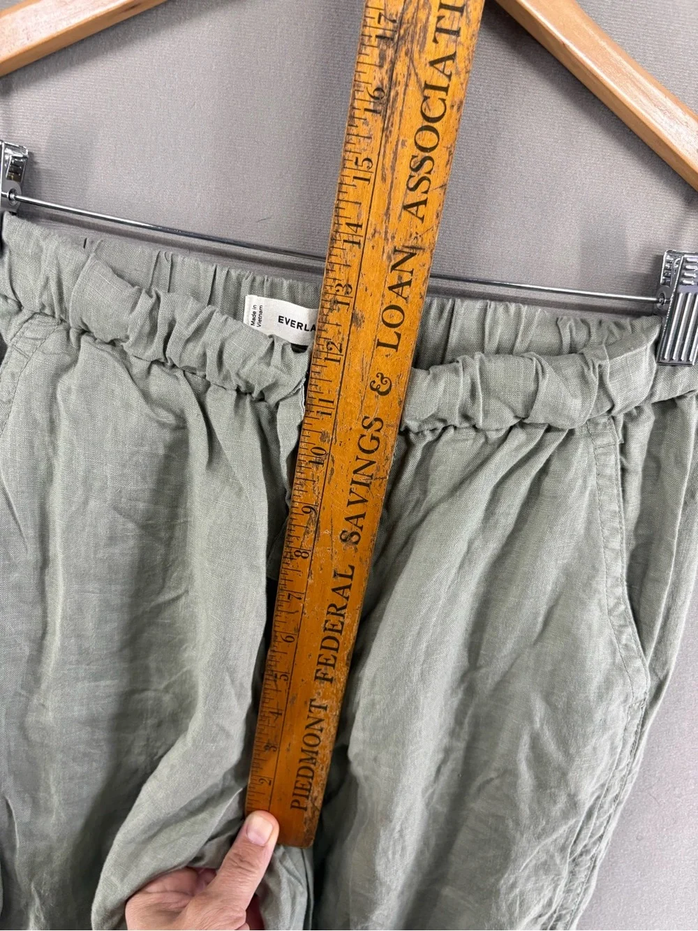 Everlane Women Drawstring Pant Linen Size Small Green Olive Summer Vacation
